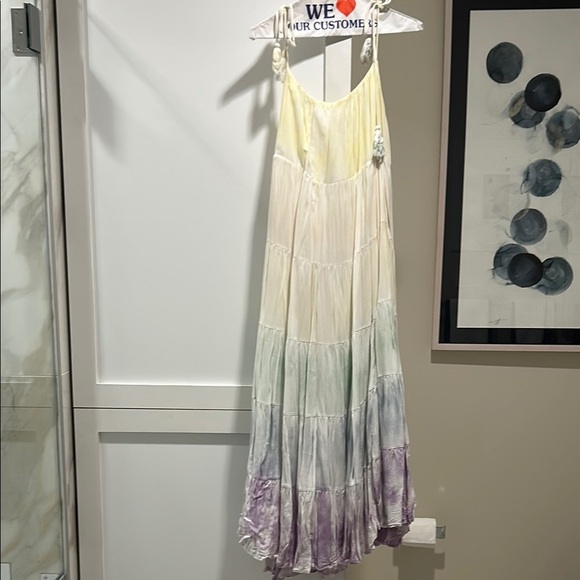 STORIA Women's Rainbow Tie Dye Tassel Tie Maxi Dress Size L - Picture 1 of 5